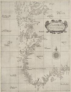 Carte de la collection de cartes de la Bibliothèque nationale. La carte a été publiée vers 1647 et montre le sud de la Norvège, la côte, la carte marine